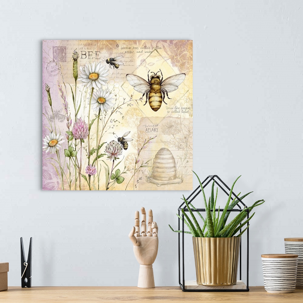 A bohemian room featuring Bees and wildflowers evoke the beauty of nature.