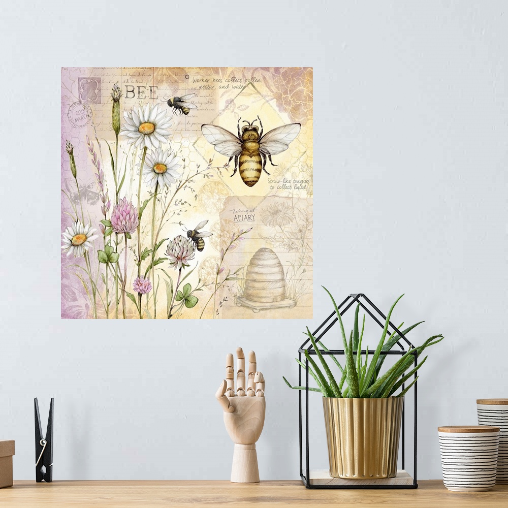 A bohemian room featuring Bees and wildflowers evoke the beauty of nature.