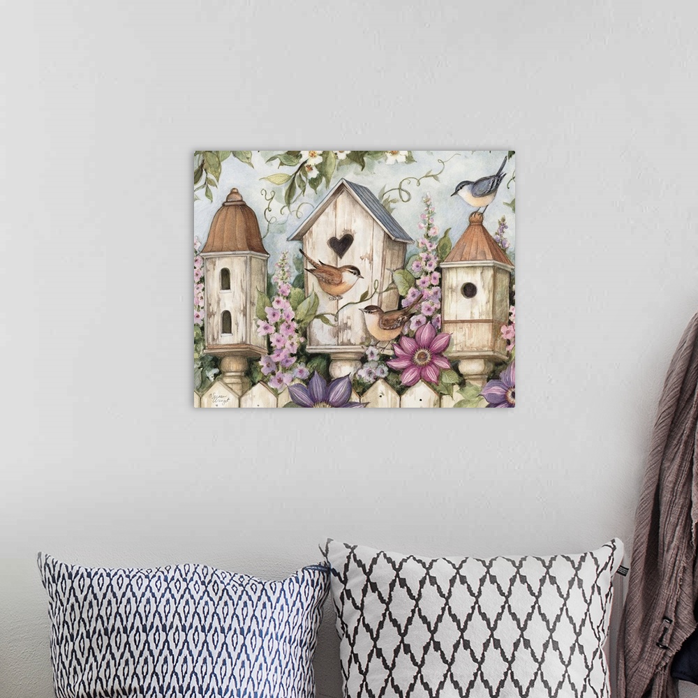 A bohemian room featuring Bring the outdoors in with this lovely trio of birdhouses