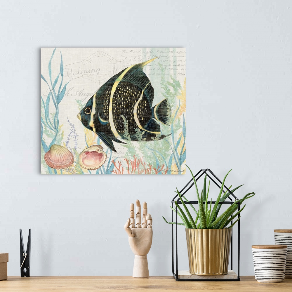 A bohemian room featuring This icon black fish is a great motif for den or living room!