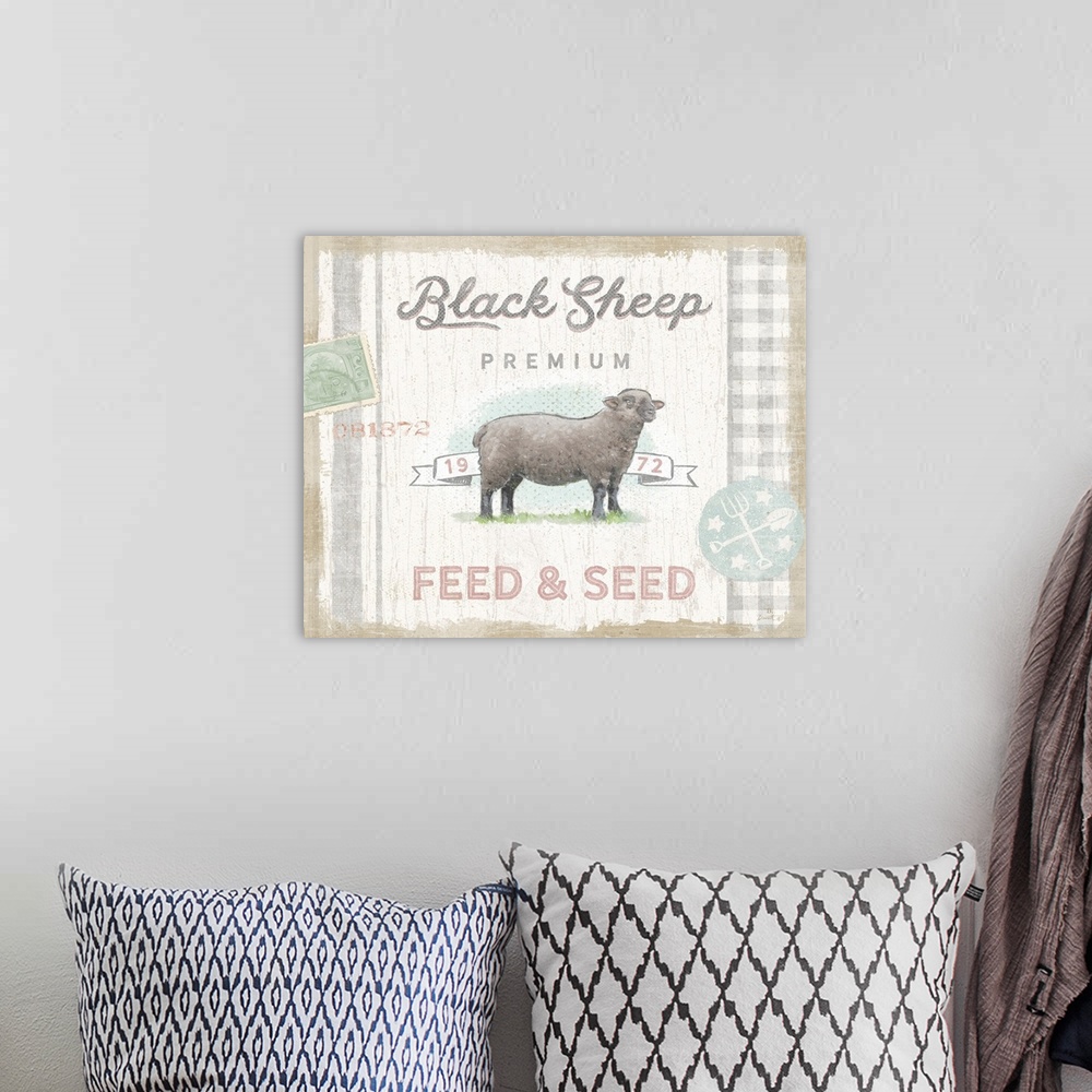 A bohemian room featuring Black sheep can be good and this sheep is just charming as a country accent.