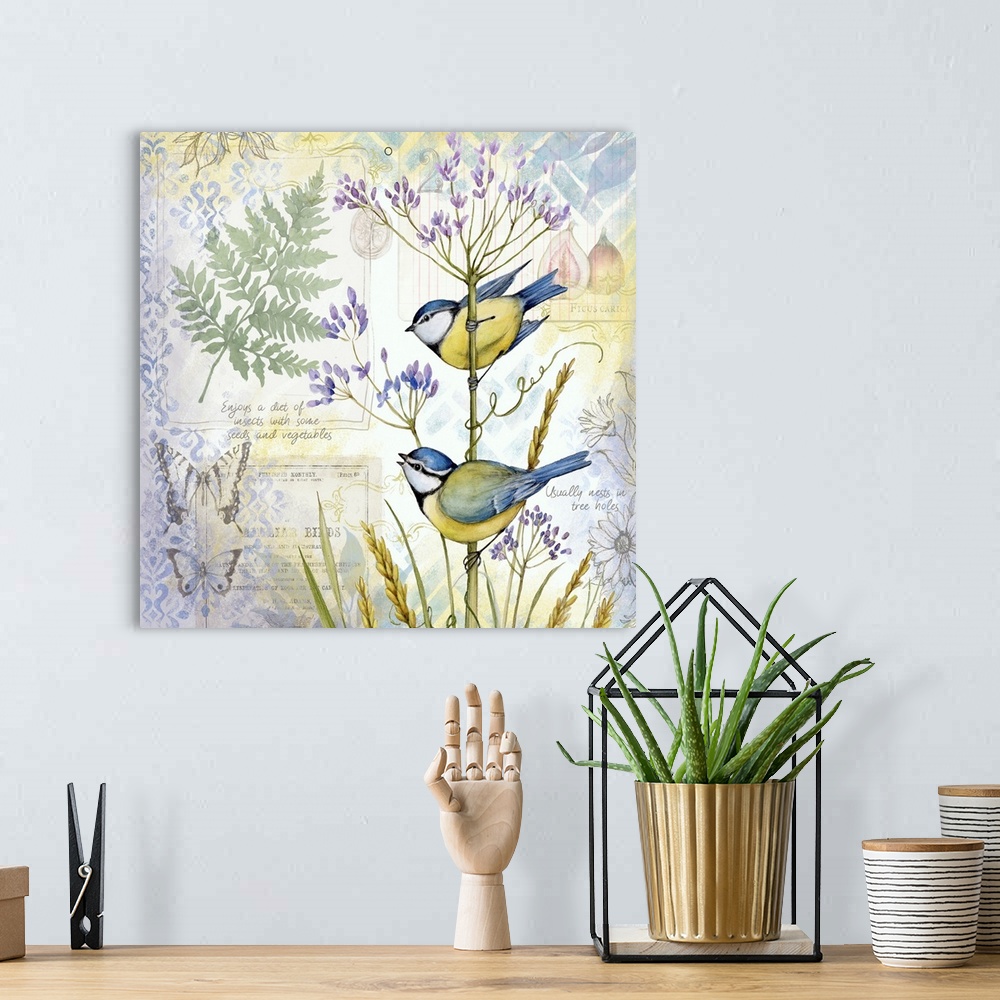A bohemian room featuring Botanical bird scene brinks the beauty of nature into your home decor.