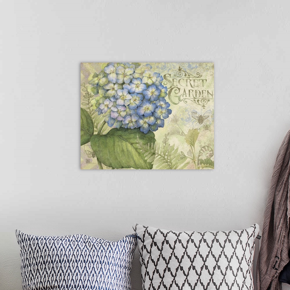 A bohemian room featuring Lovely floral art goes with any decor, in any room.
