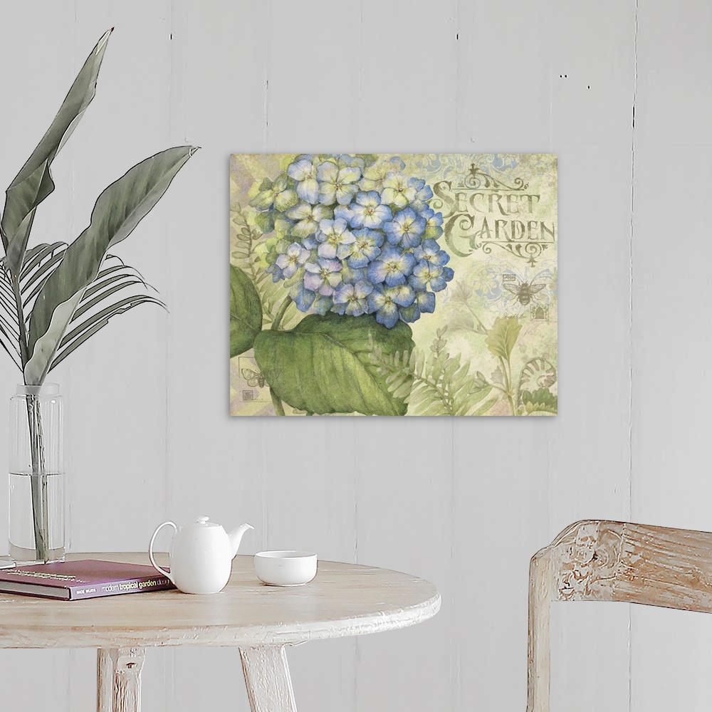 A farmhouse room featuring Lovely floral art goes with any decor, in any room.