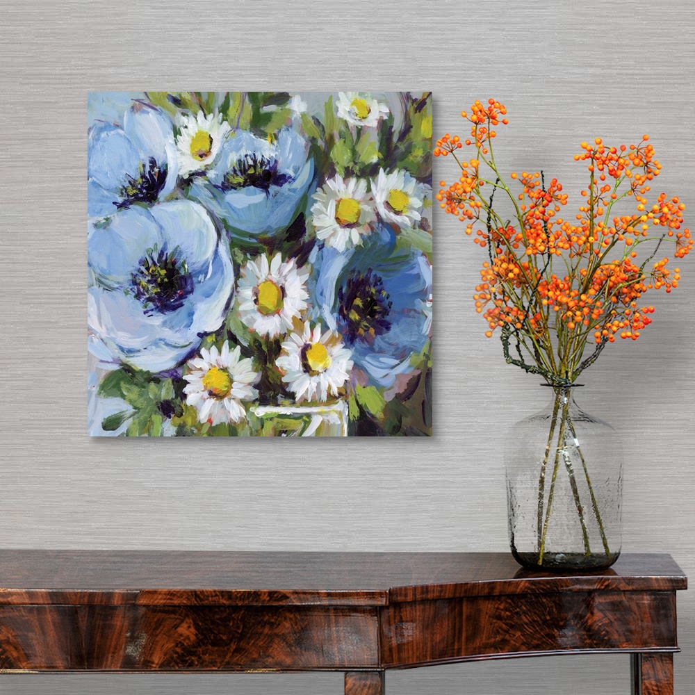 A traditional room featuring This striking floral bouquet adds a dramatic statement to any room.