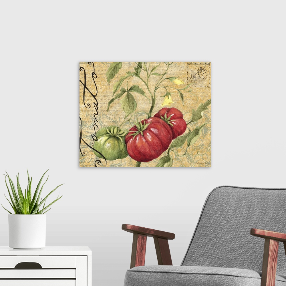 A modern room featuring Elegant botanical fruit art perfect for kitchen, dining room, home decor