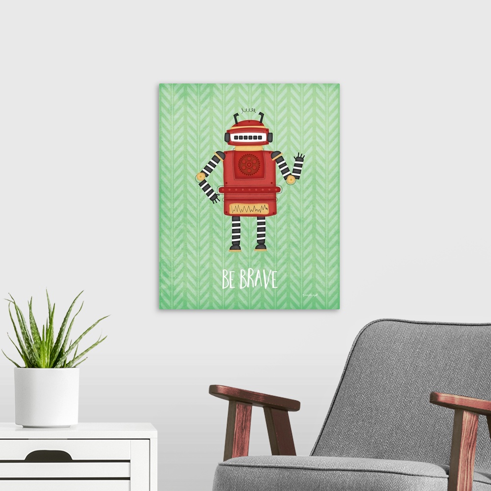A modern room featuring Brave Bot