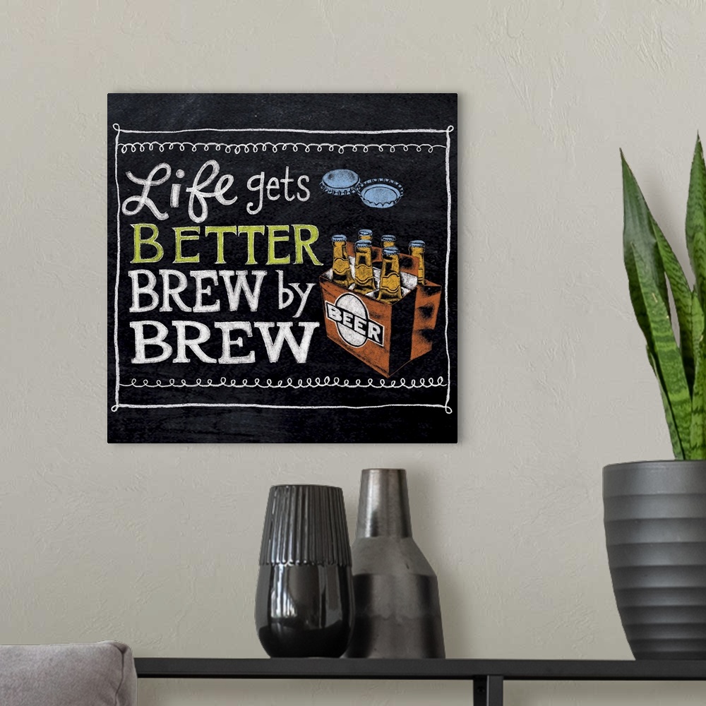 A modern room featuring The Craft Beer trend gets a fun take with this art. Great for a bar or den.