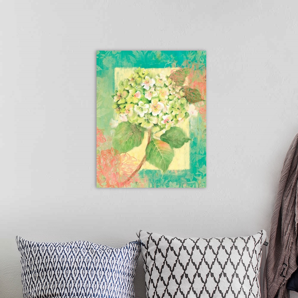 A bohemian room featuring Soft nature-inspired art brings a delicate accent to the home.