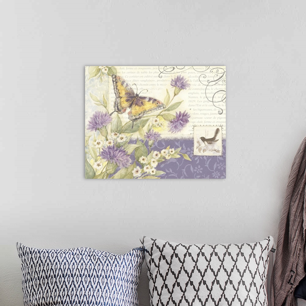A bohemian room featuring Butterflies and flowers make for beautiful imagery great for den, bedroom, bath and more