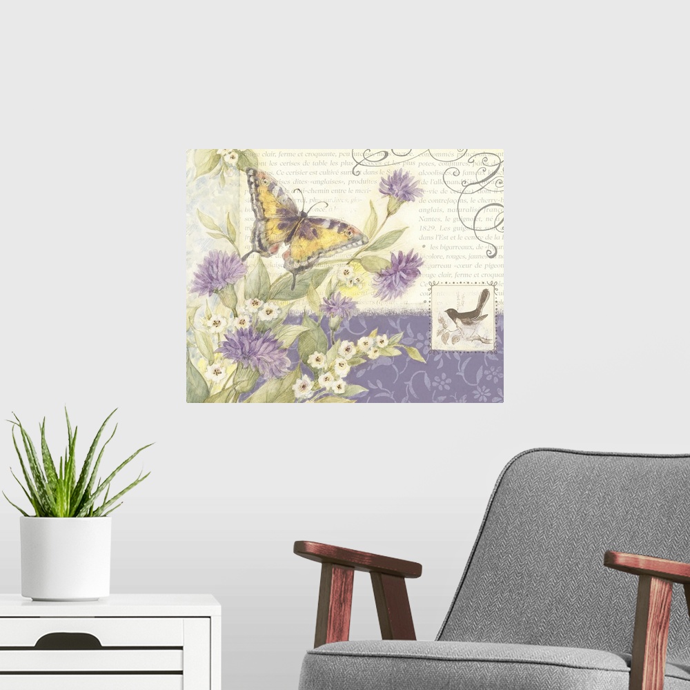 A modern room featuring Butterflies and flowers make for beautiful imagery great for den, bedroom, bath and more
