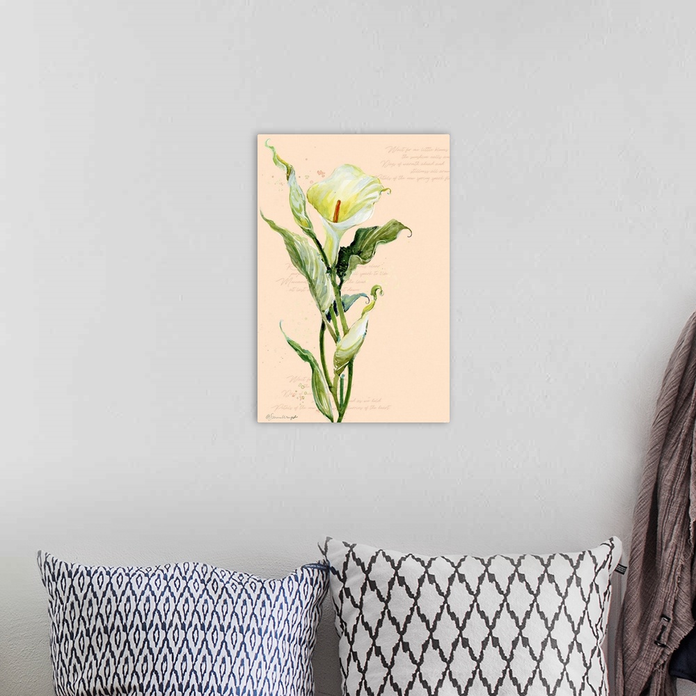 A bohemian room featuring Simple and elegant calla lily creates an artistic statement
