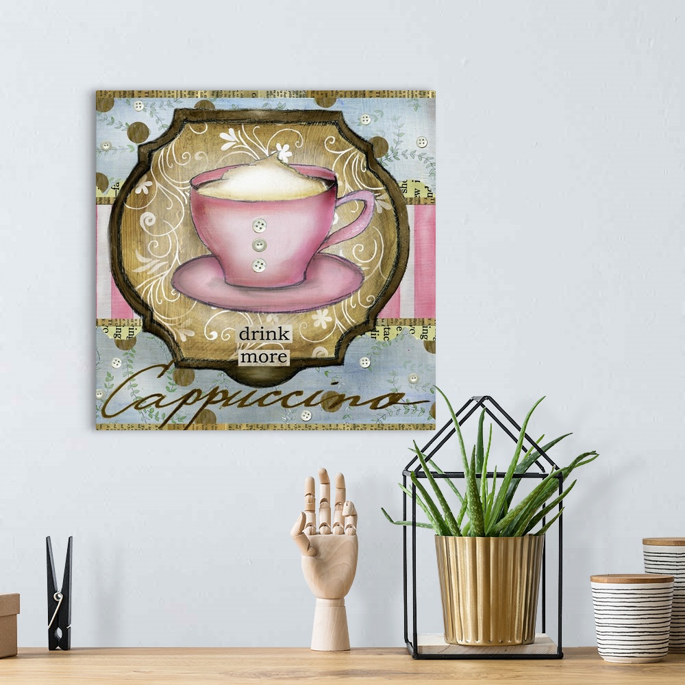 A bohemian room featuring Can one ever have enough Cappuccino?  Perfect for kitchen decor