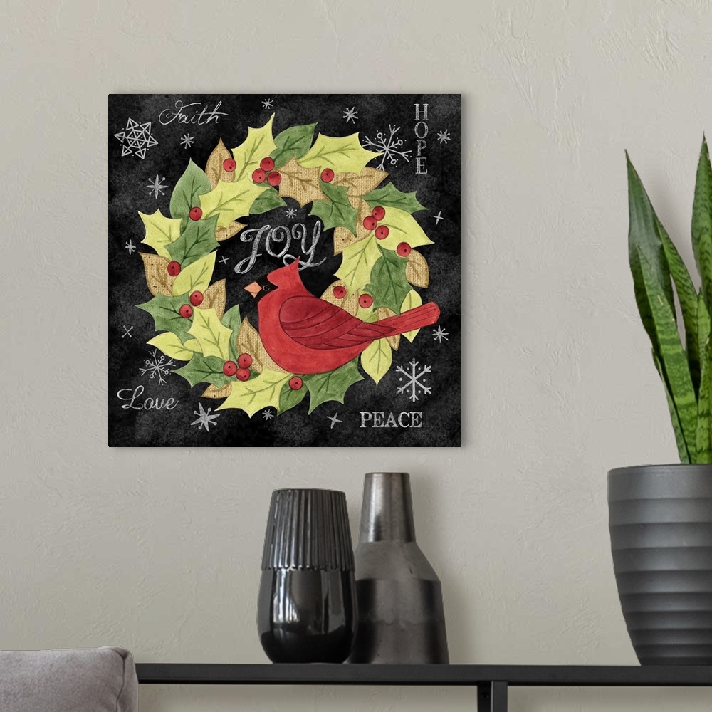 A modern room featuring This wonderful craft and burlap image on chalkboard evokes the hand-made spirit of Christmas.