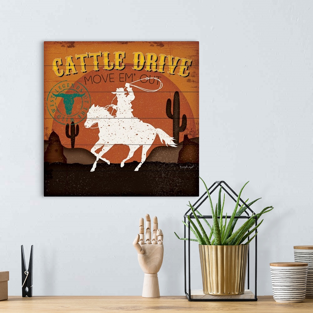 A bohemian room featuring Cattle Drive