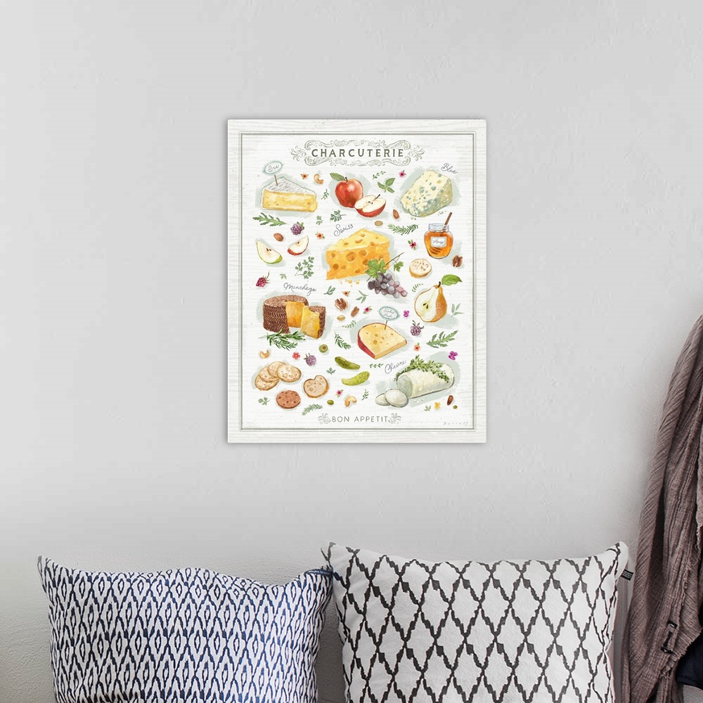 A bohemian room featuring Savor this charcuterie art perfect for your dining and dining areas.