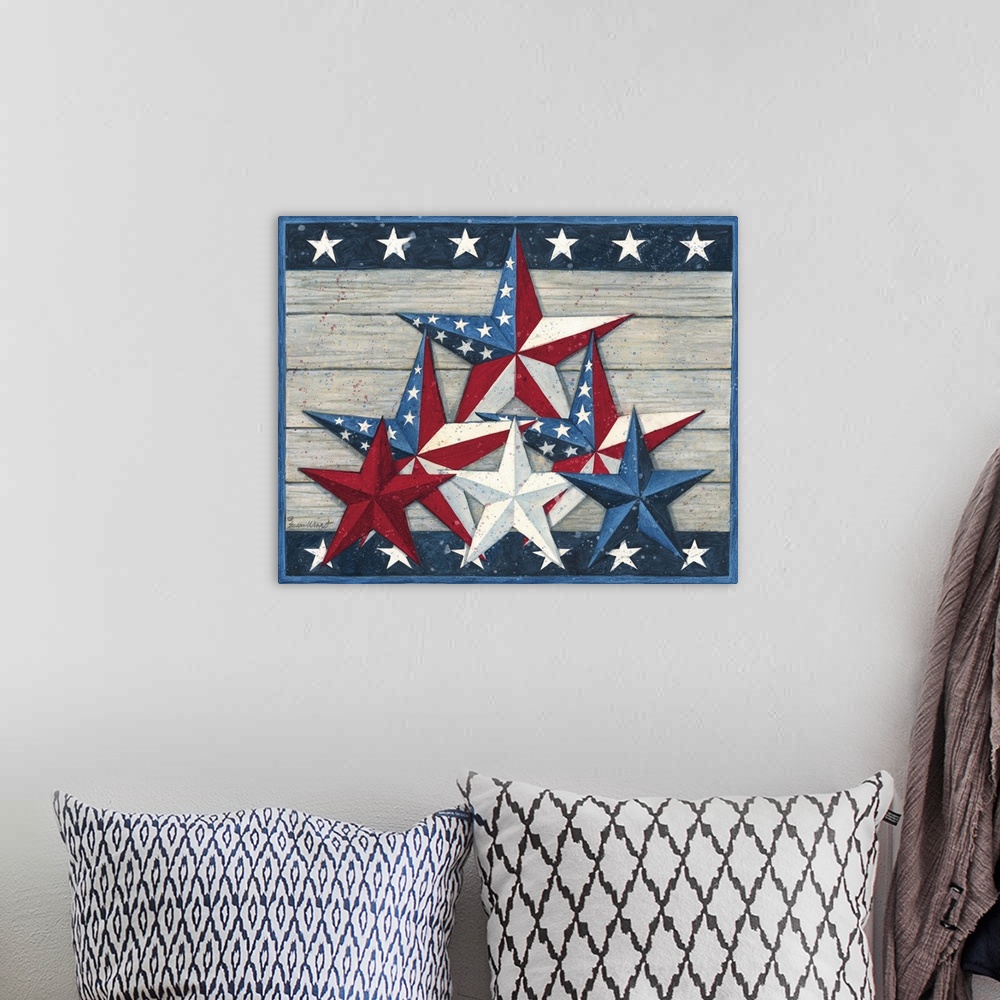 A bohemian room featuring Bring popular Barnstar imagery into your home with the Americana motif