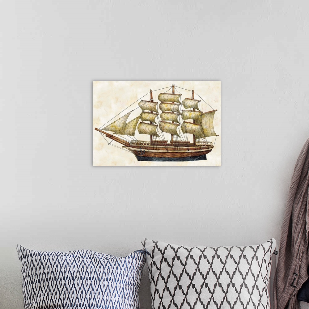 A bohemian room featuring Classic nautical art adds historical elegance to den, study, and more.