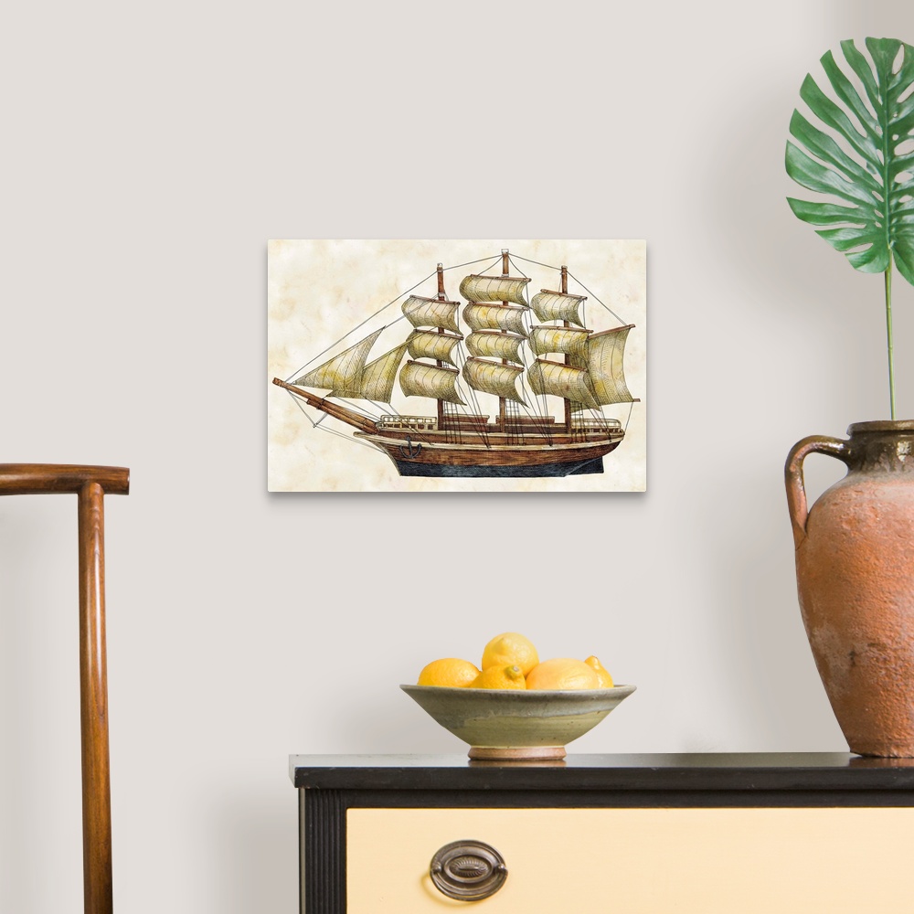 A traditional room featuring Classic nautical art adds historical elegance to den, study, and more.