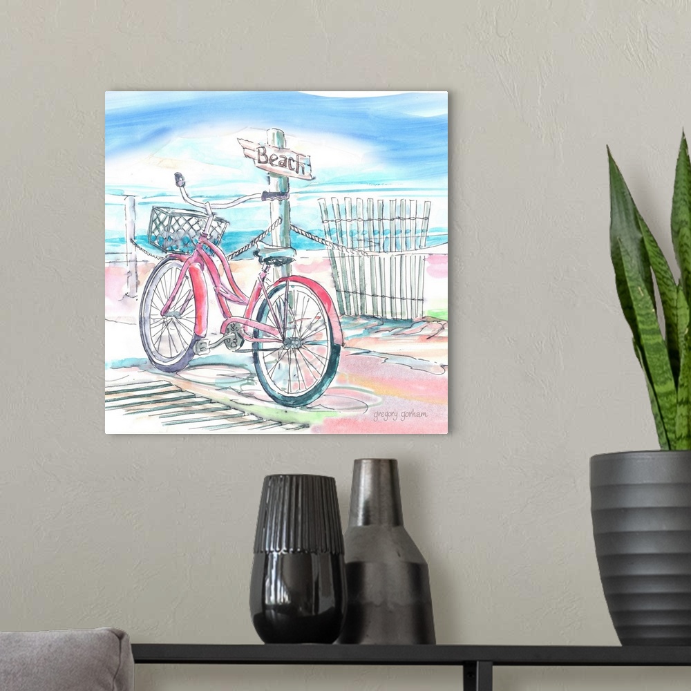 A modern room featuring Pastel treatment turn this coastal art into a unique decor look!