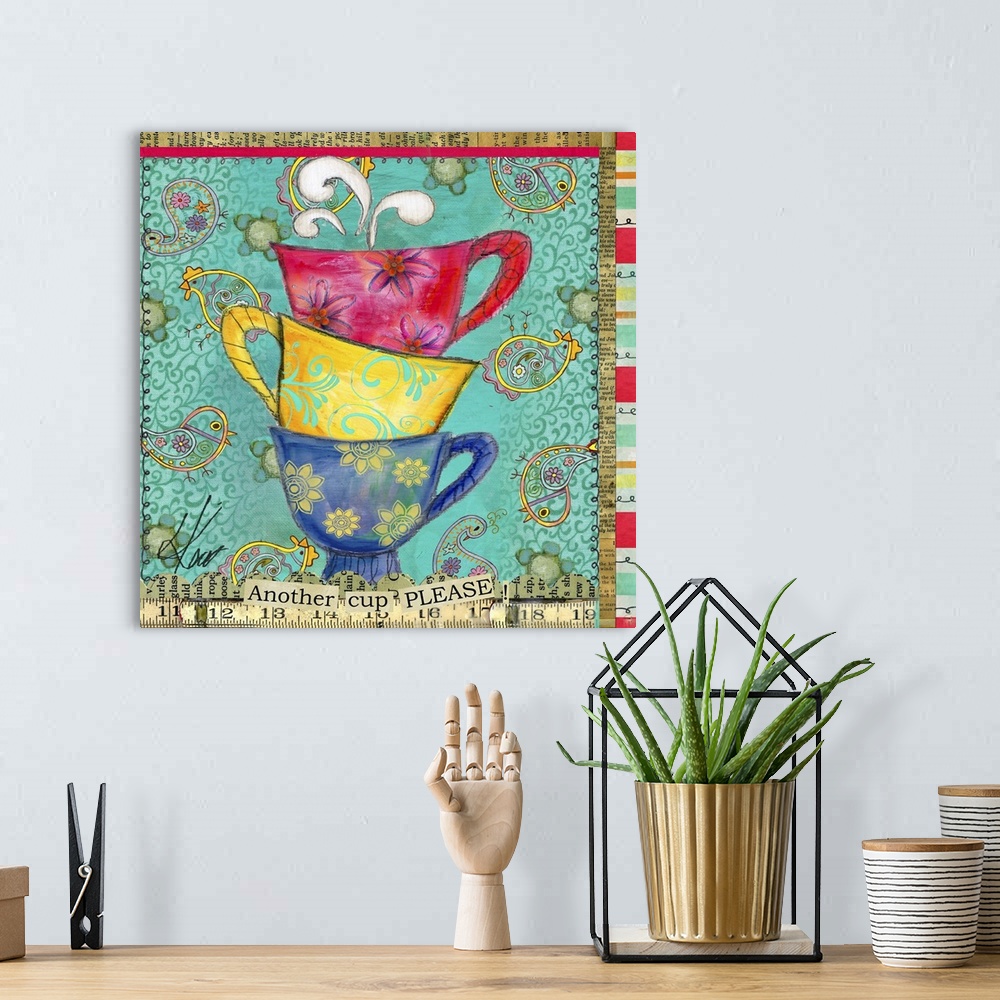 A bohemian room featuring Coffee lovers will savor this charming piece of art.