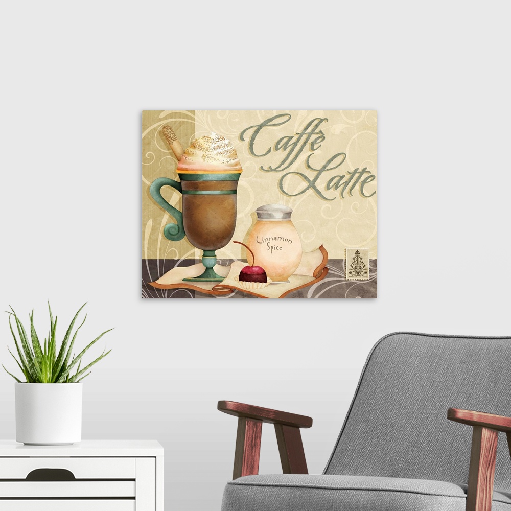 A modern room featuring Soothing cup of coffee, perfect for kitchen decor