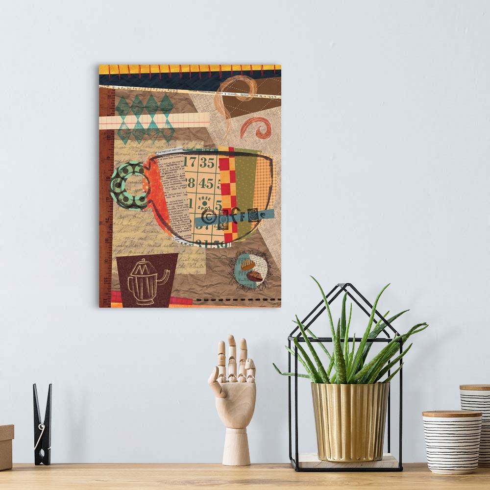 A bohemian room featuring Colorful coffee collage image great for kitchen accent
