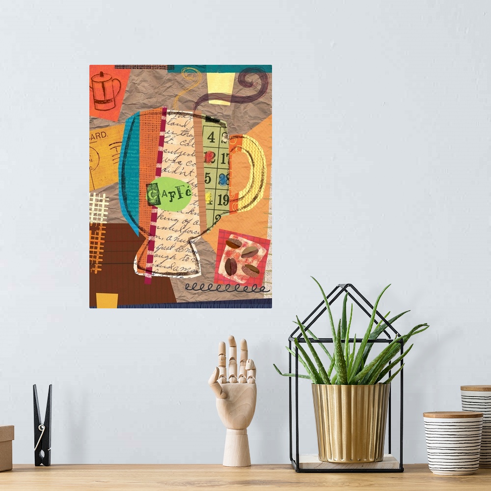 A bohemian room featuring Colorful coffee collage image great for kitchen accent