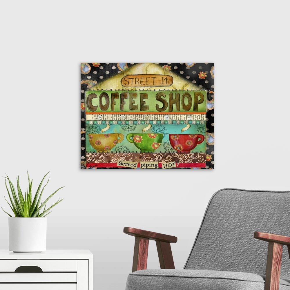A modern room featuring Coffee addicts will love this coffee-themed art.