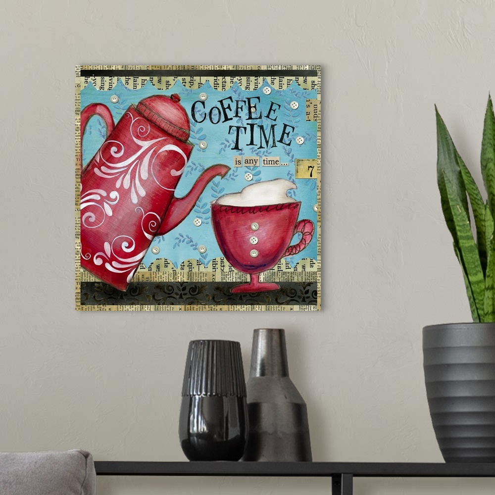 A modern room featuring Colorful coffee image great for kitchen accent