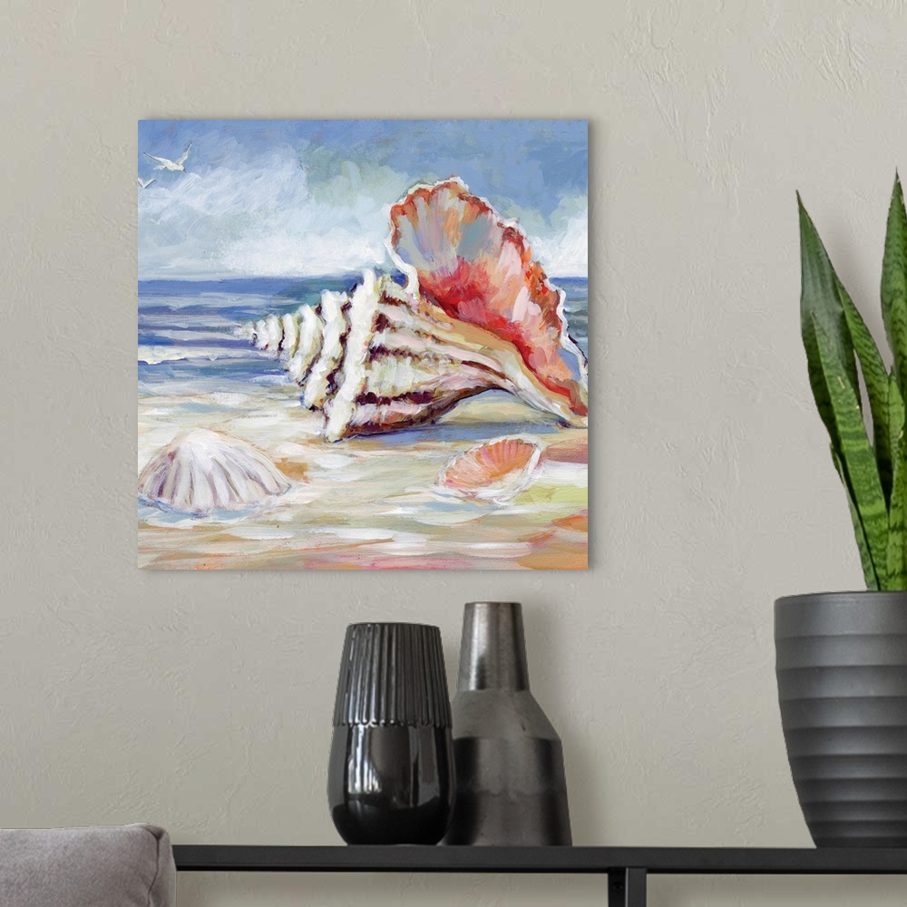 A modern room featuring Classic coastal imagery for a beach home or a beach lover!