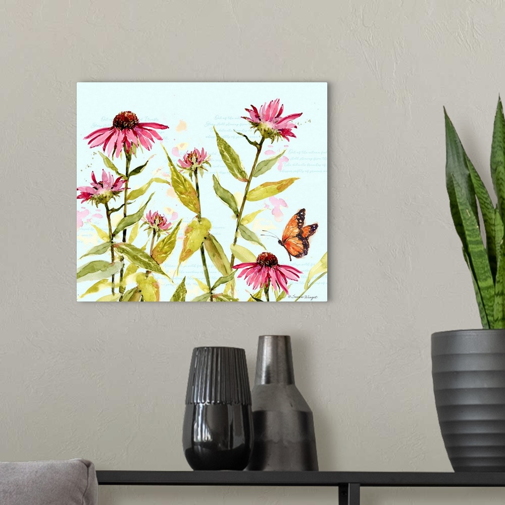 A modern room featuring Pink coneflowers add splash and color to any decor!