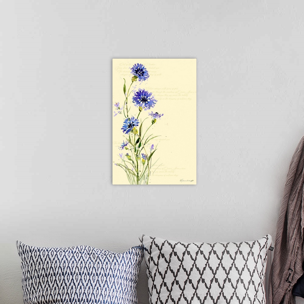 A bohemian room featuring Simple and elegant cornflower creates an artistic statement