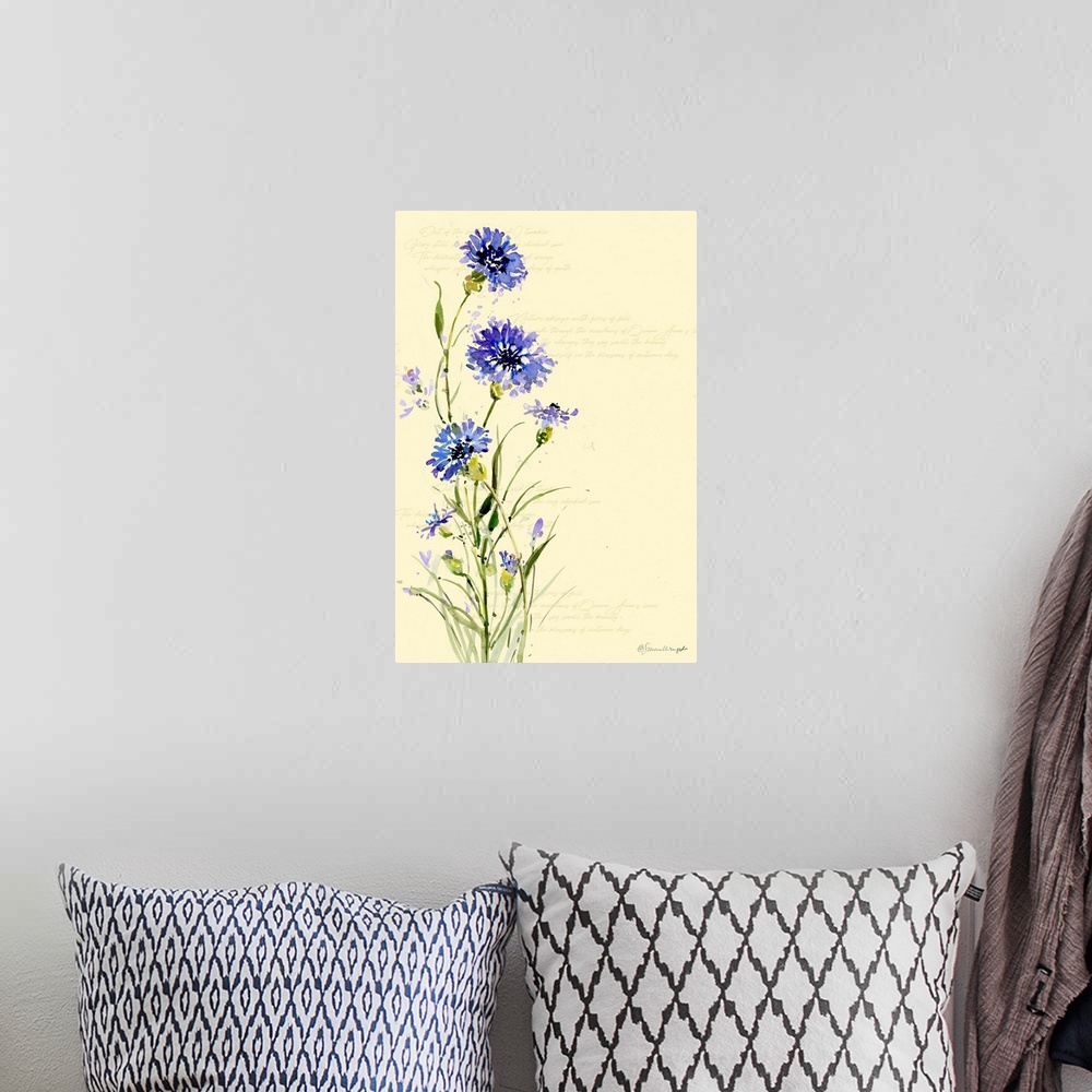 A bohemian room featuring Simple and elegant cornflower creates an artistic statement
