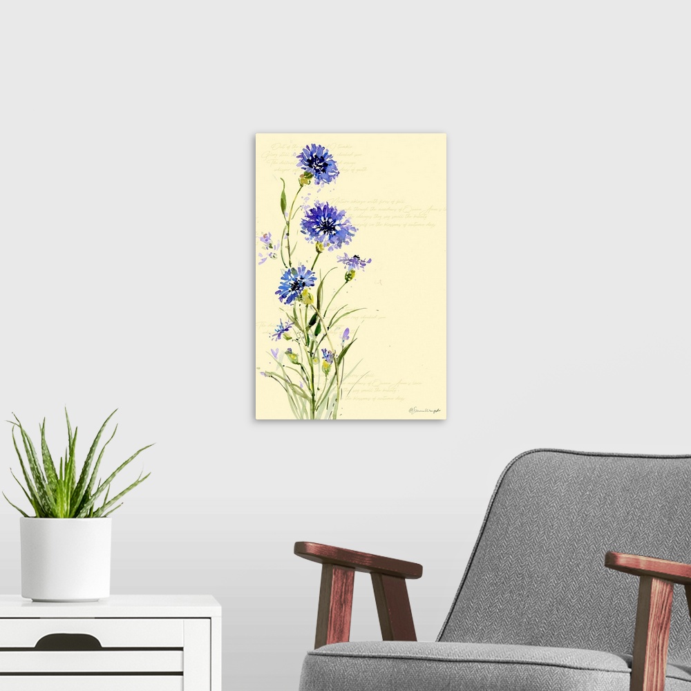 A modern room featuring Simple and elegant cornflower creates an artistic statement