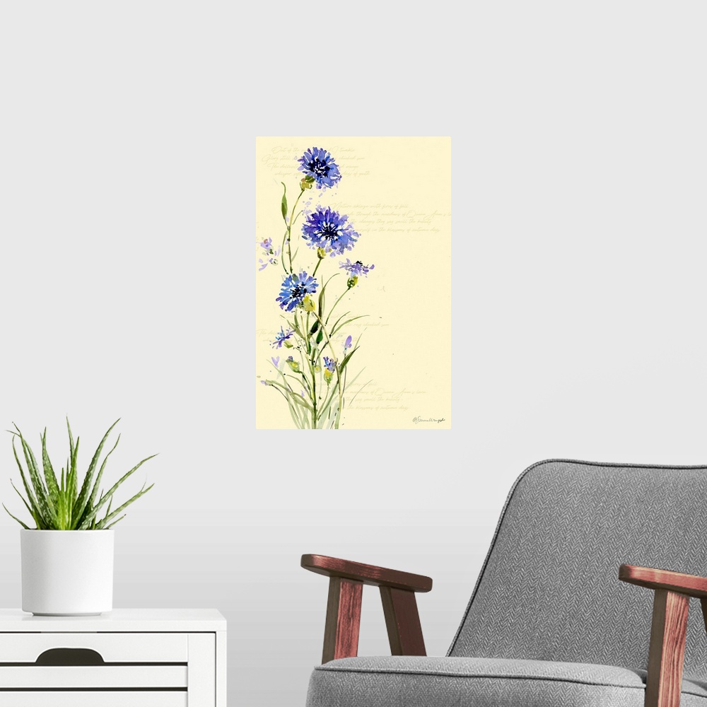 A modern room featuring Simple and elegant cornflower creates an artistic statement