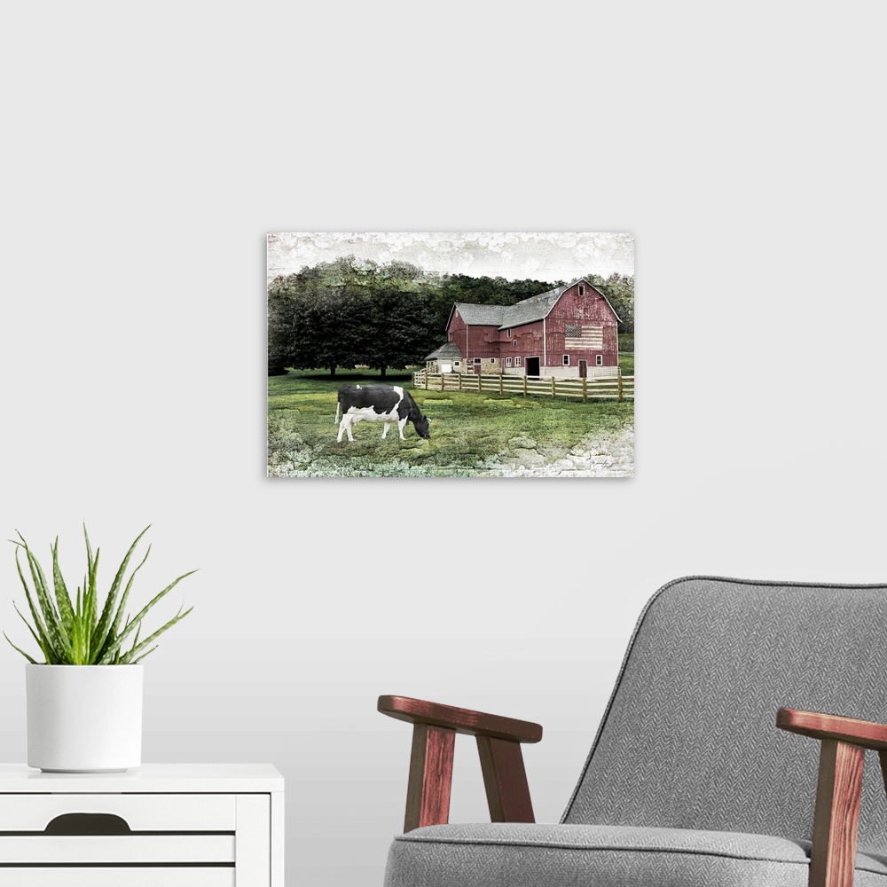 A modern room featuring Cow