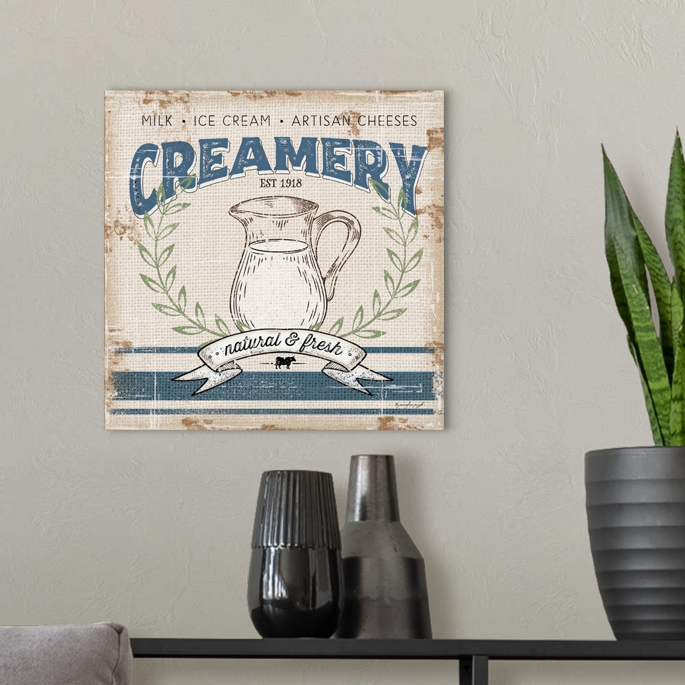 A modern room featuring Creamery