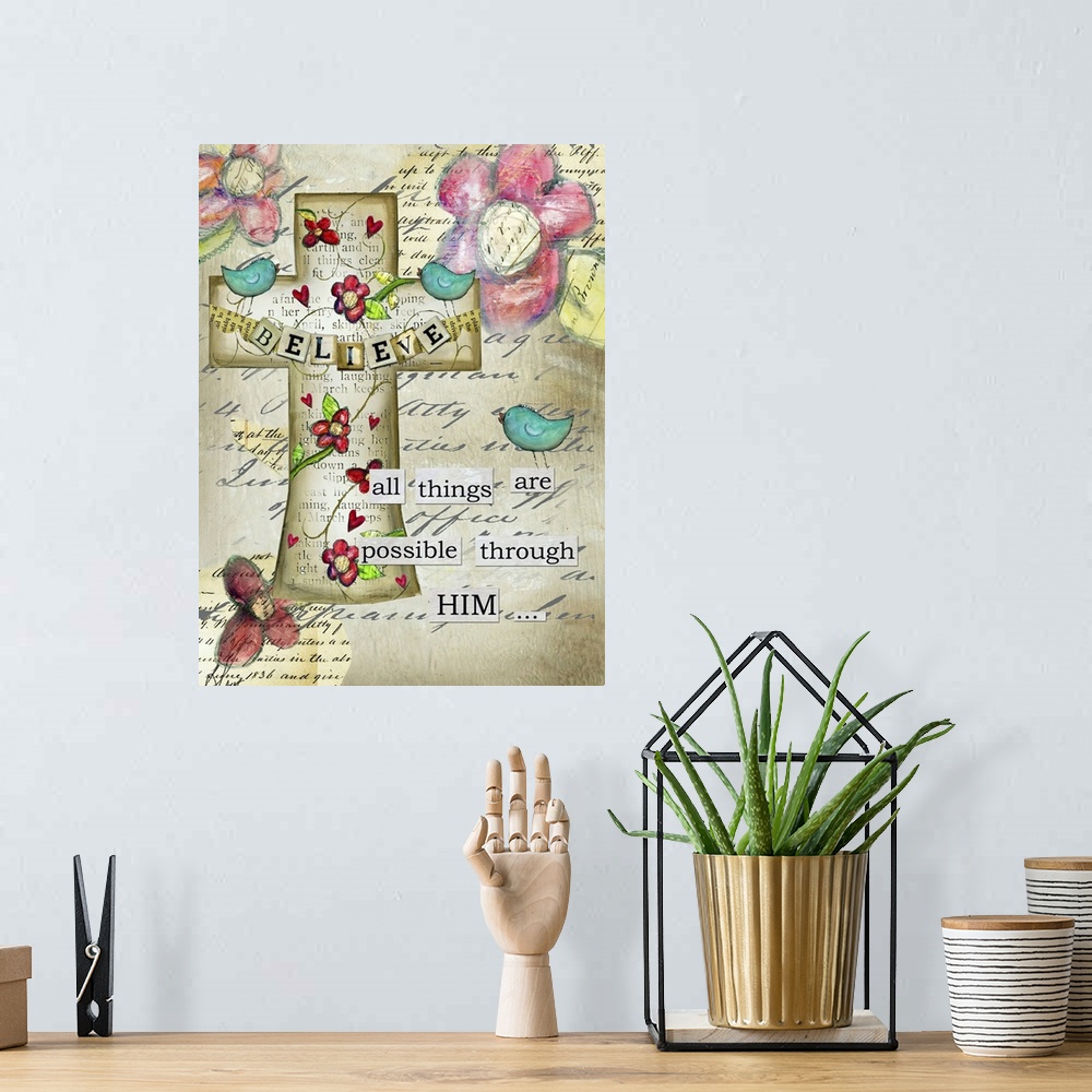A bohemian room featuring Add a simply stated faith-based piece of art to your decor