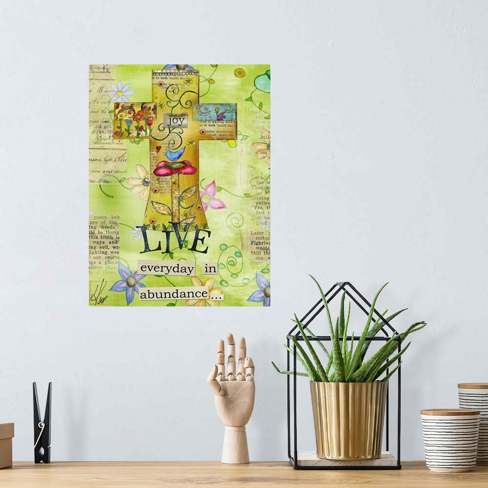 A bohemian room featuring Add a simply stated faith-based piece of art to your decor