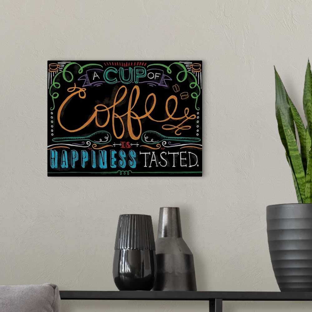 A modern room featuring Chalkboard style coffee art is great for kitchen décor