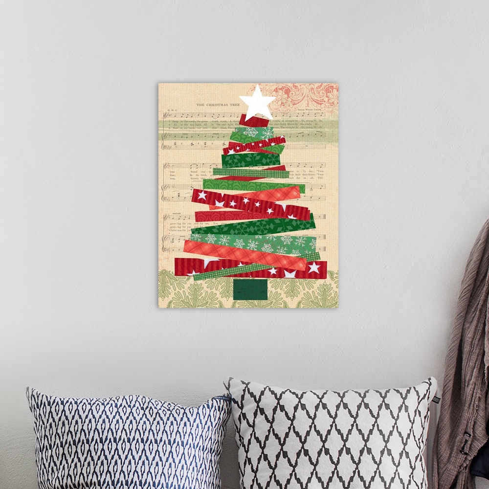 A bohemian room featuring This wonderful craft-inspired art evokes the hand-made spirit of Christmas.