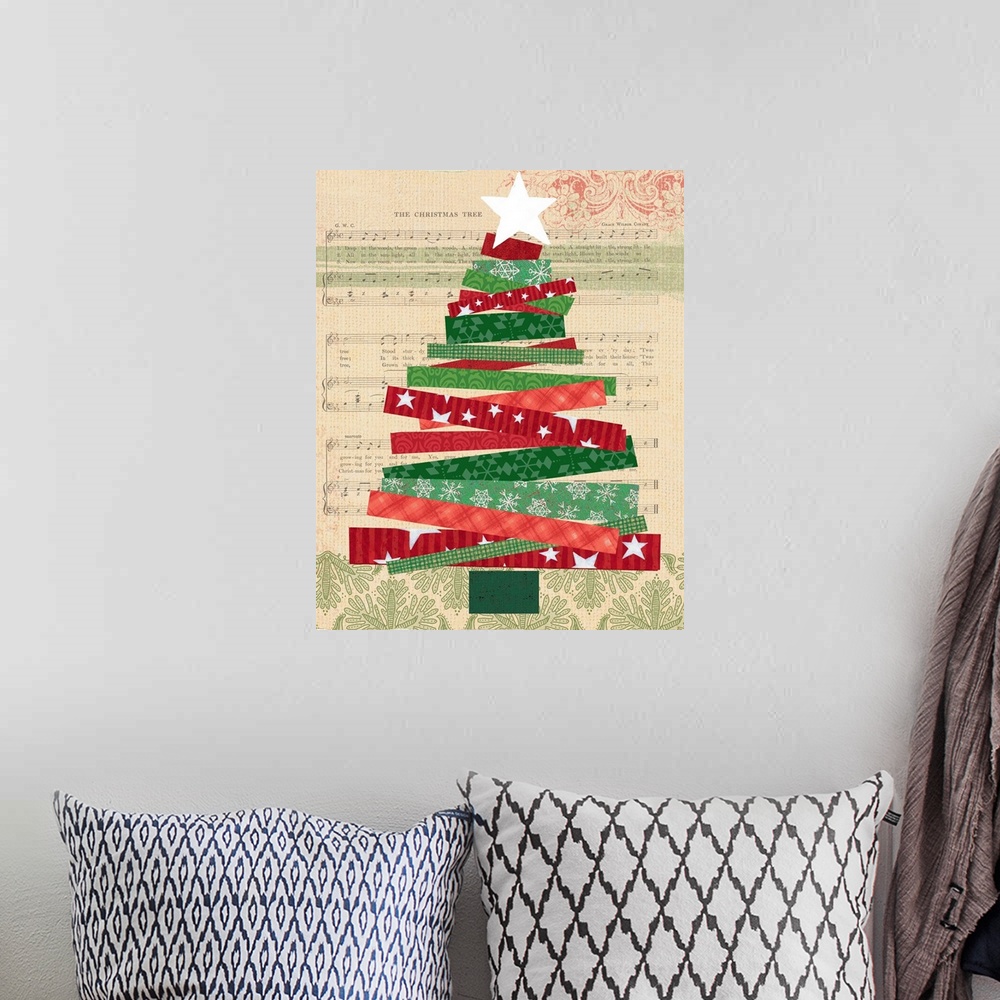 A bohemian room featuring This wonderful craft-inspired art evokes the hand-made spirit of Christmas.