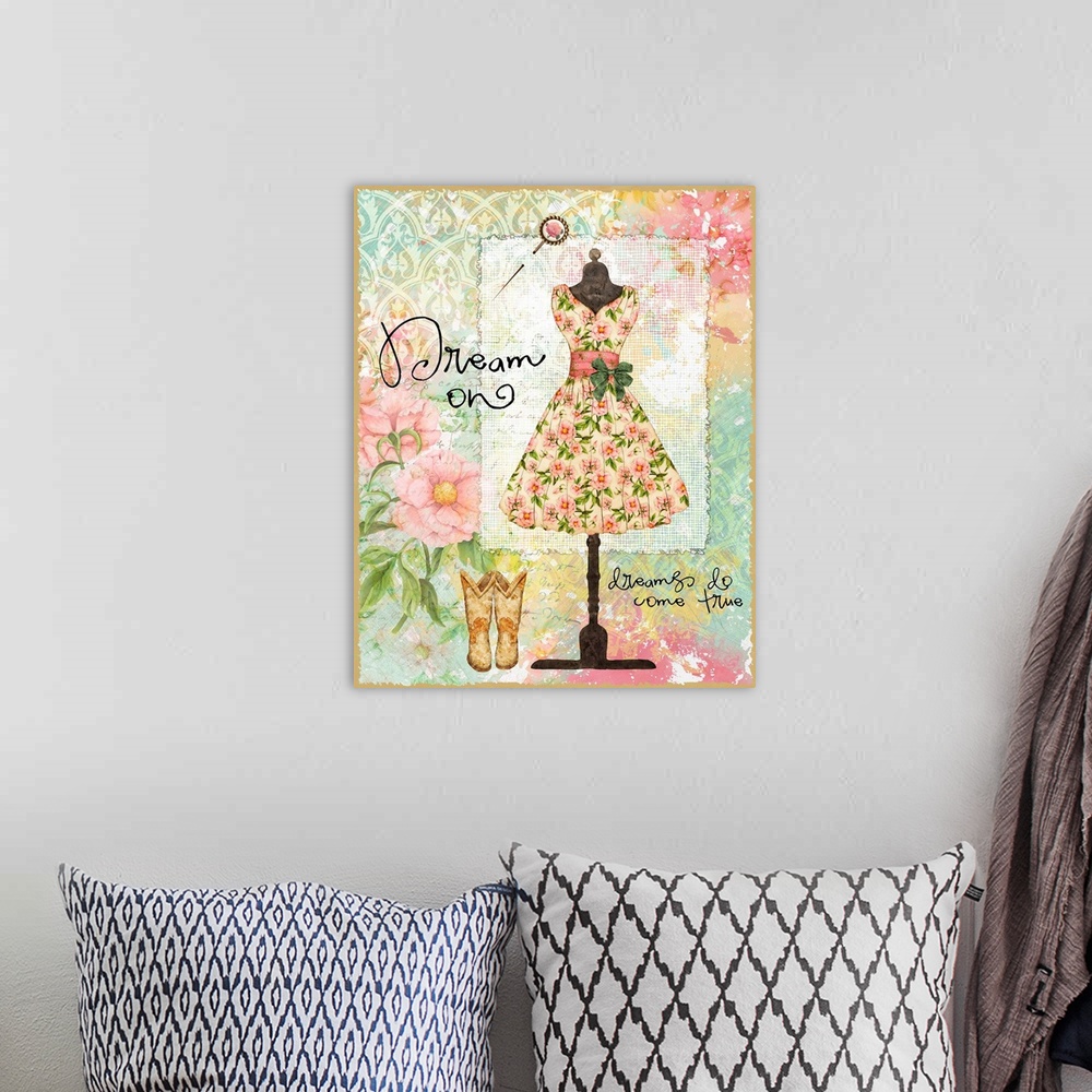 A bohemian room featuring Inspirational art with fashionable icons perfect for bed, bath and more.