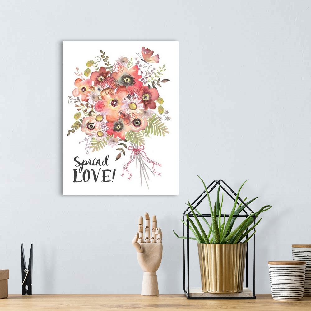 A bohemian room featuring Sweet floral bouquet accented with a simple sentiment!