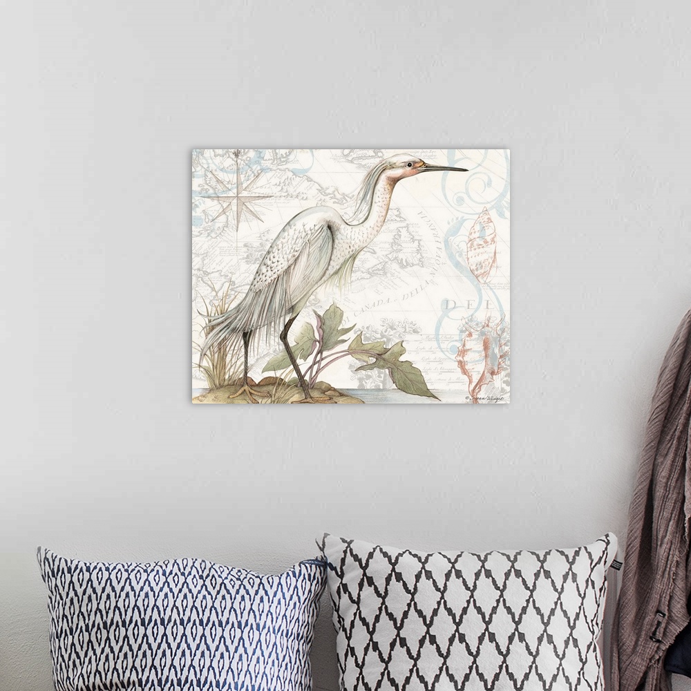 A bohemian room featuring Beautiful imagery from the sea for a classic coastal decor.