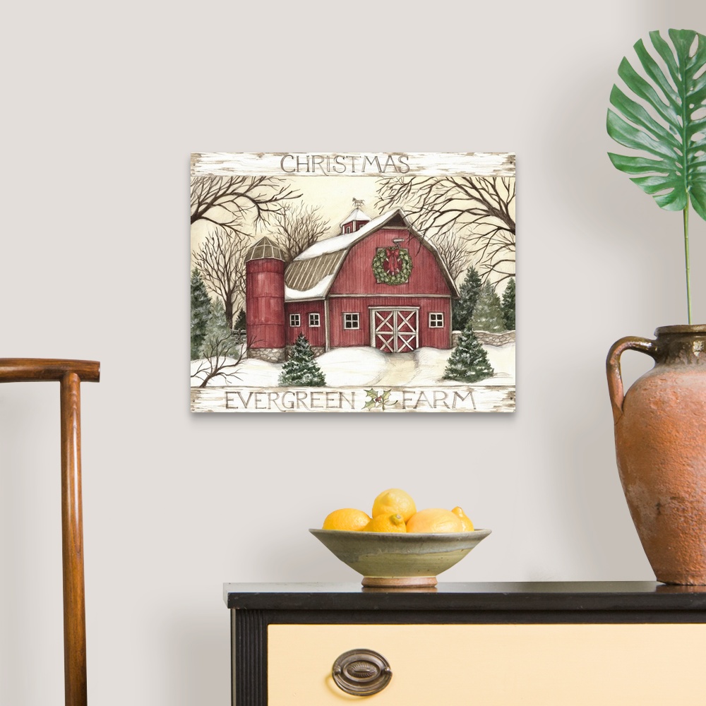 A traditional room featuring A country Christmas barn to warm the heart.