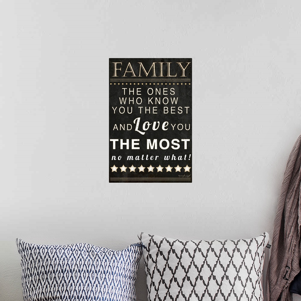 A bohemian room featuring Inspirational words against a chalkboard background.