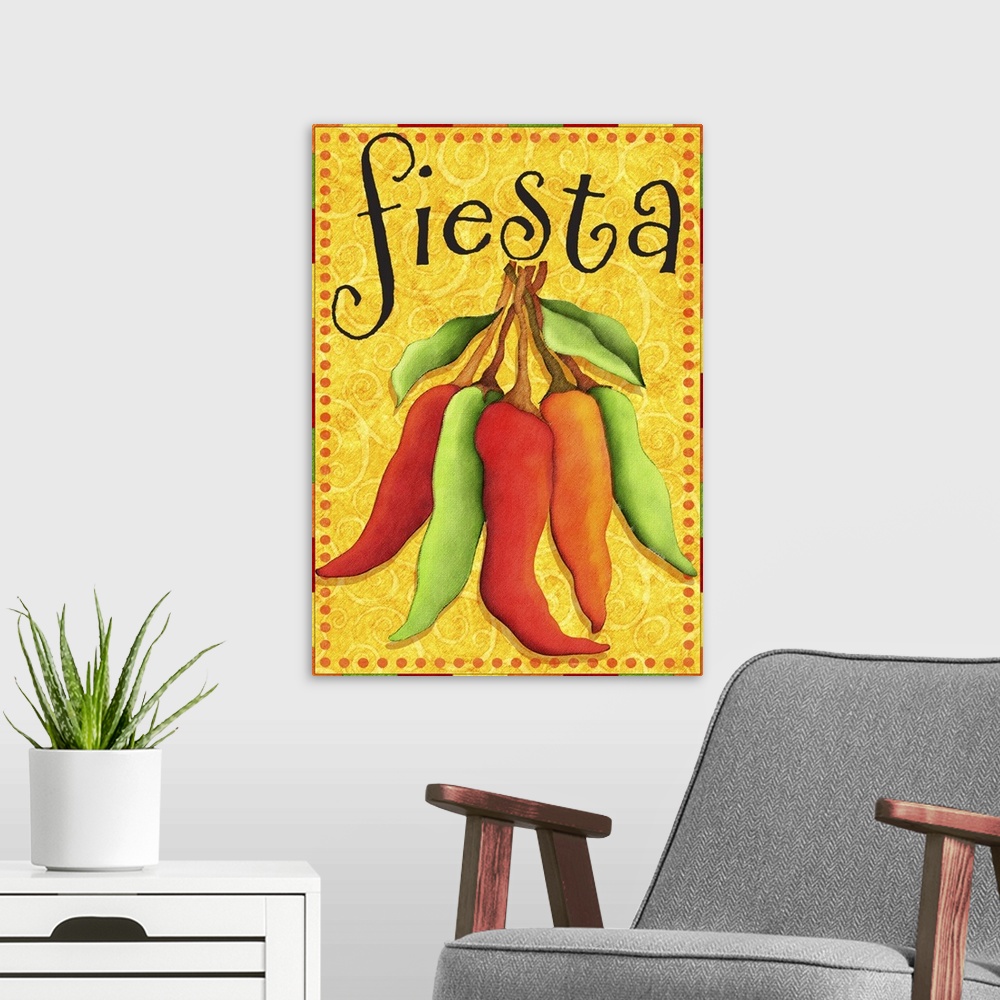 A modern room featuring Fiesta time with this bold and sassy chili pepper.
