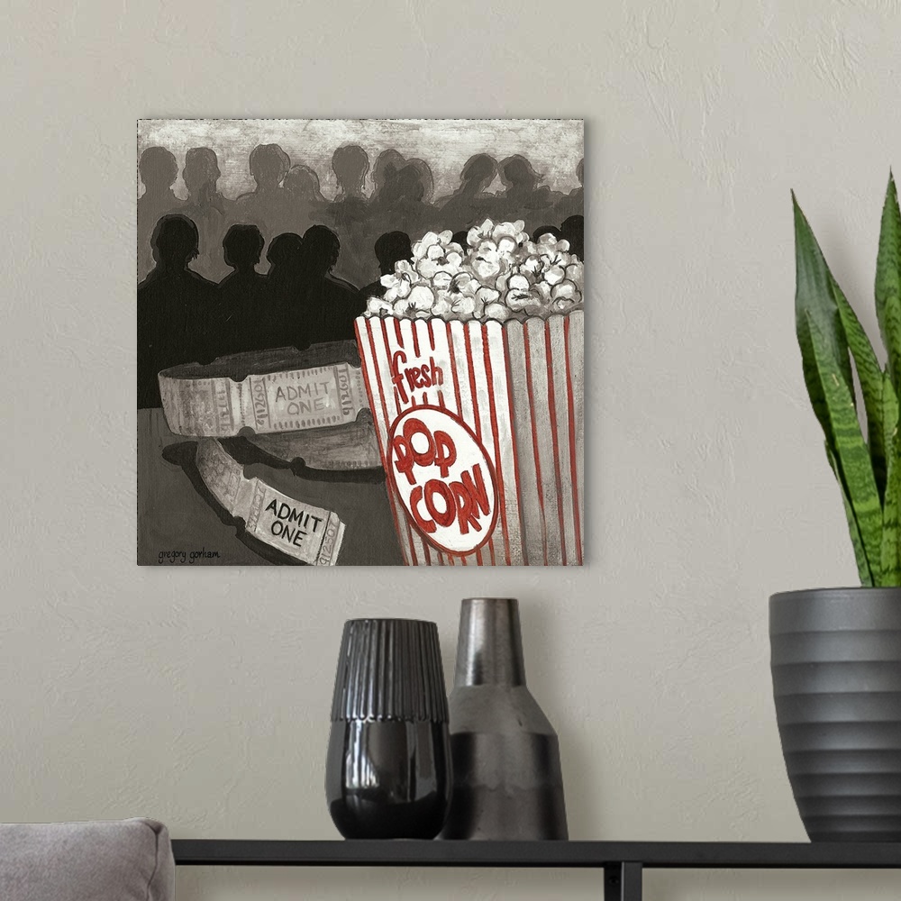 A modern room featuring A noir feel to this film motif gives it the perfect feel for den décor!